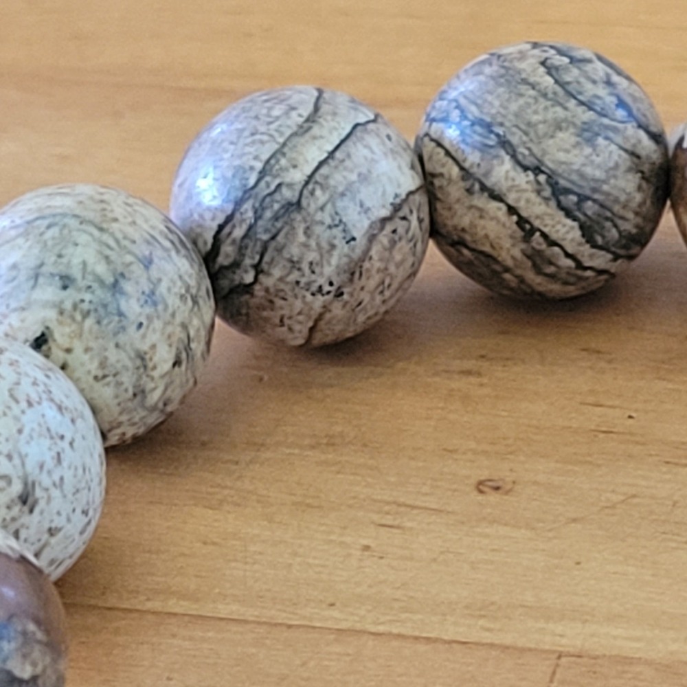 Chunky Picture Jasper Stretch Bracelet Large Stone Beads 2.5 Inch 43g